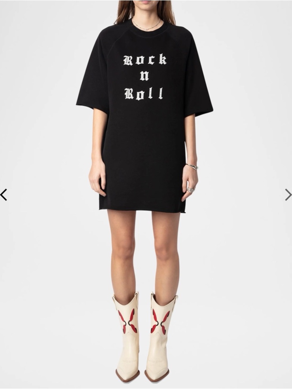 Zadig & Voltaire Black "Rock n Roll" Graphic Tee Dress, medium - Picture 2 of 6